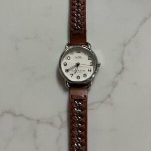 Coach Silver and Brown Leather Watch